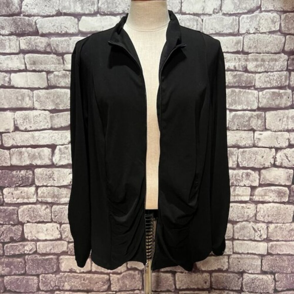 Simonton Says Black Zip Up Long Sleeve Jacket Size 1X